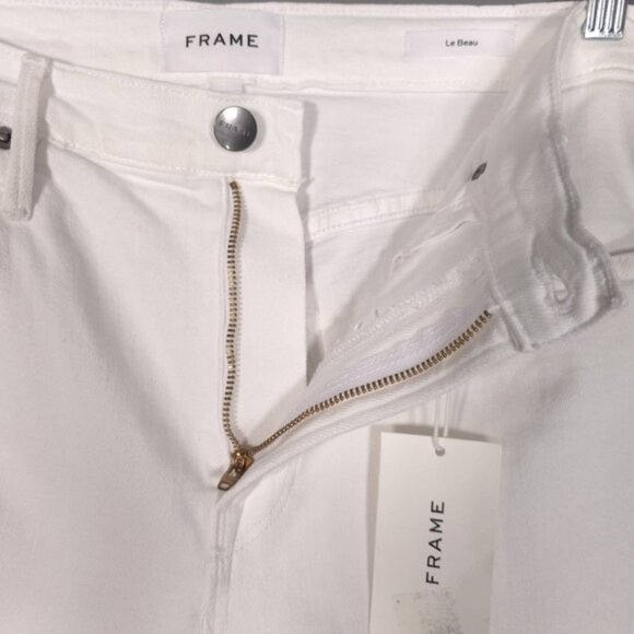 NWT Frame Women’s Le Beau High Rise Boyfriend Distressed Jeans White Size‎ 28 - Picture 12 of 16